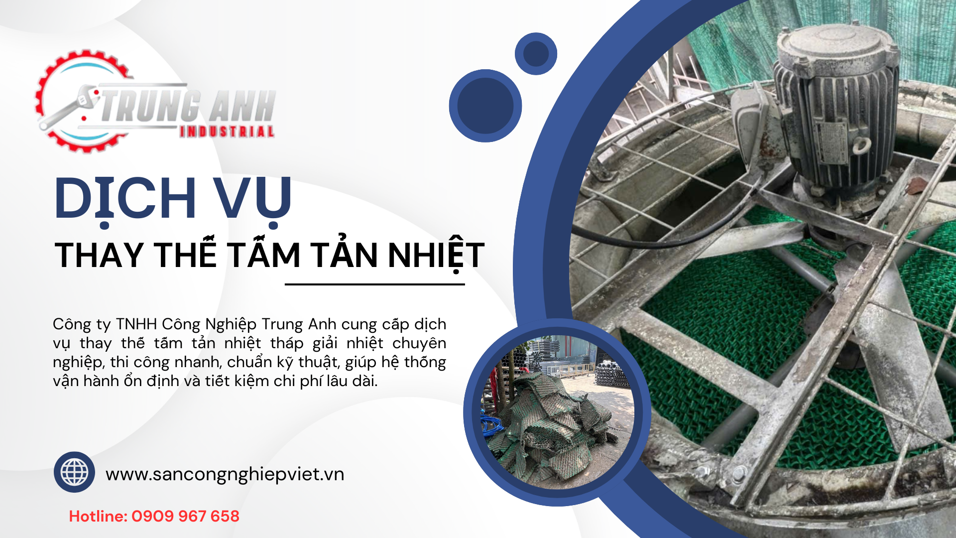 thay thế tấm tản nhiệt tháp giải nhiệt