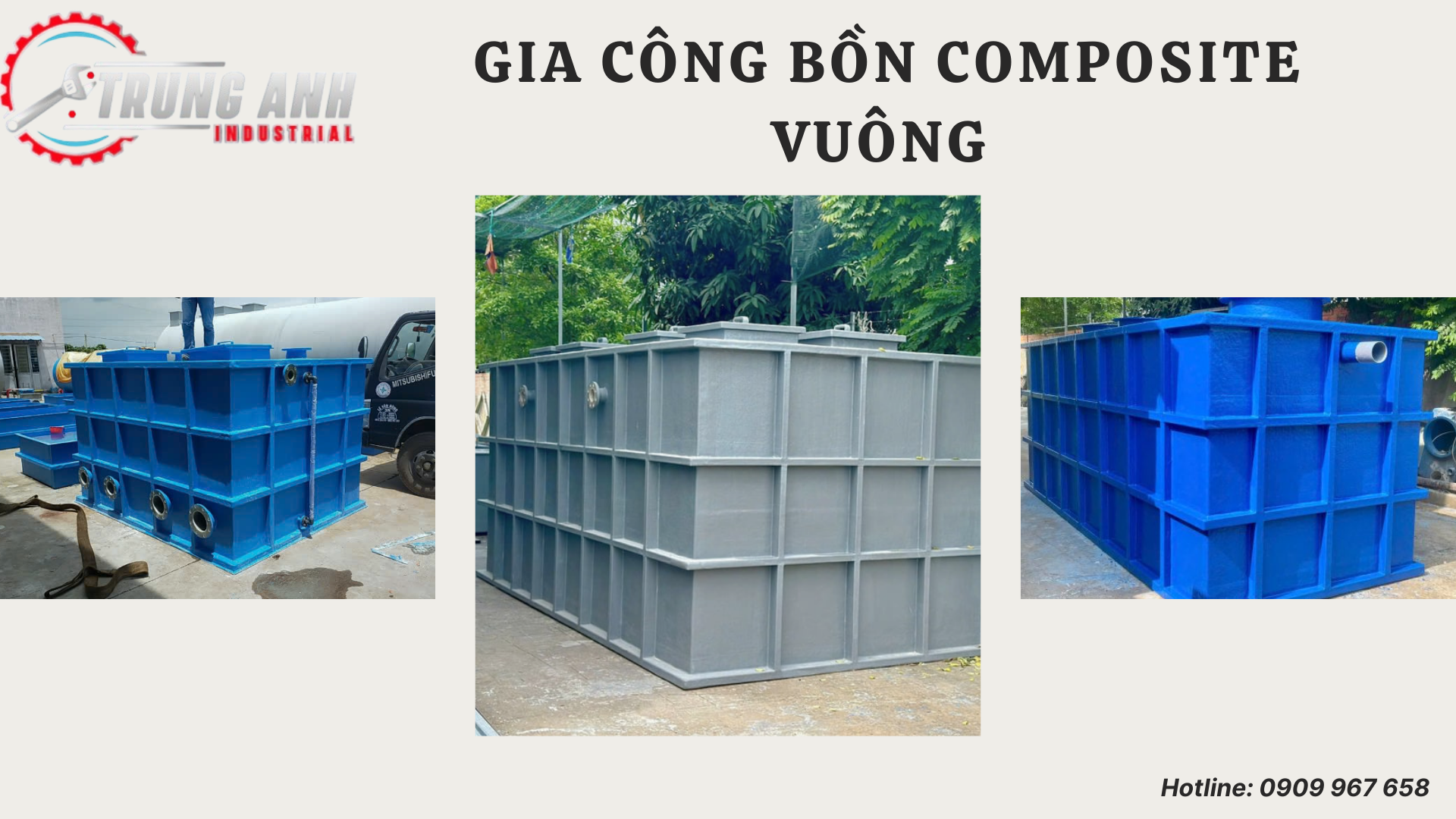 gia công bồn composite dạng vuông