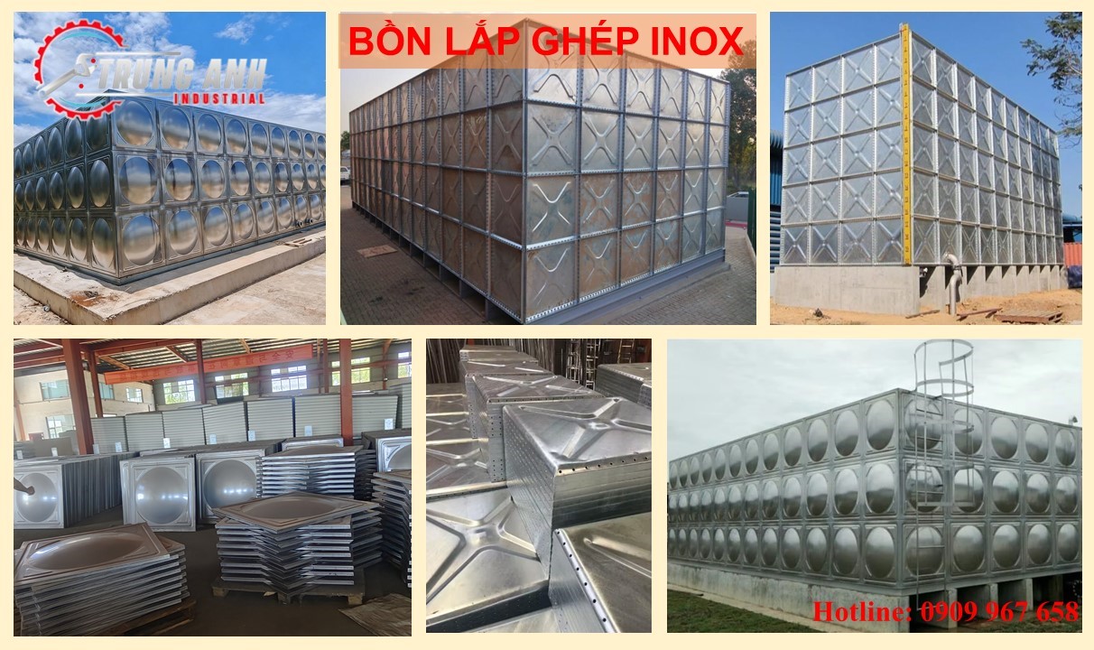 thi công bồn lắp ghép inox công nghiệp