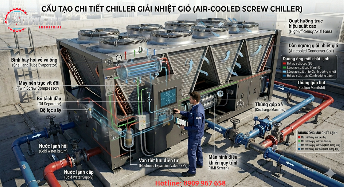 chiller giải nhiệt gió .