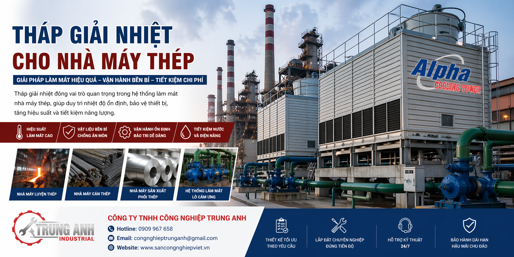 tháp giải nhiệt cho nhà máy thép -trung anh