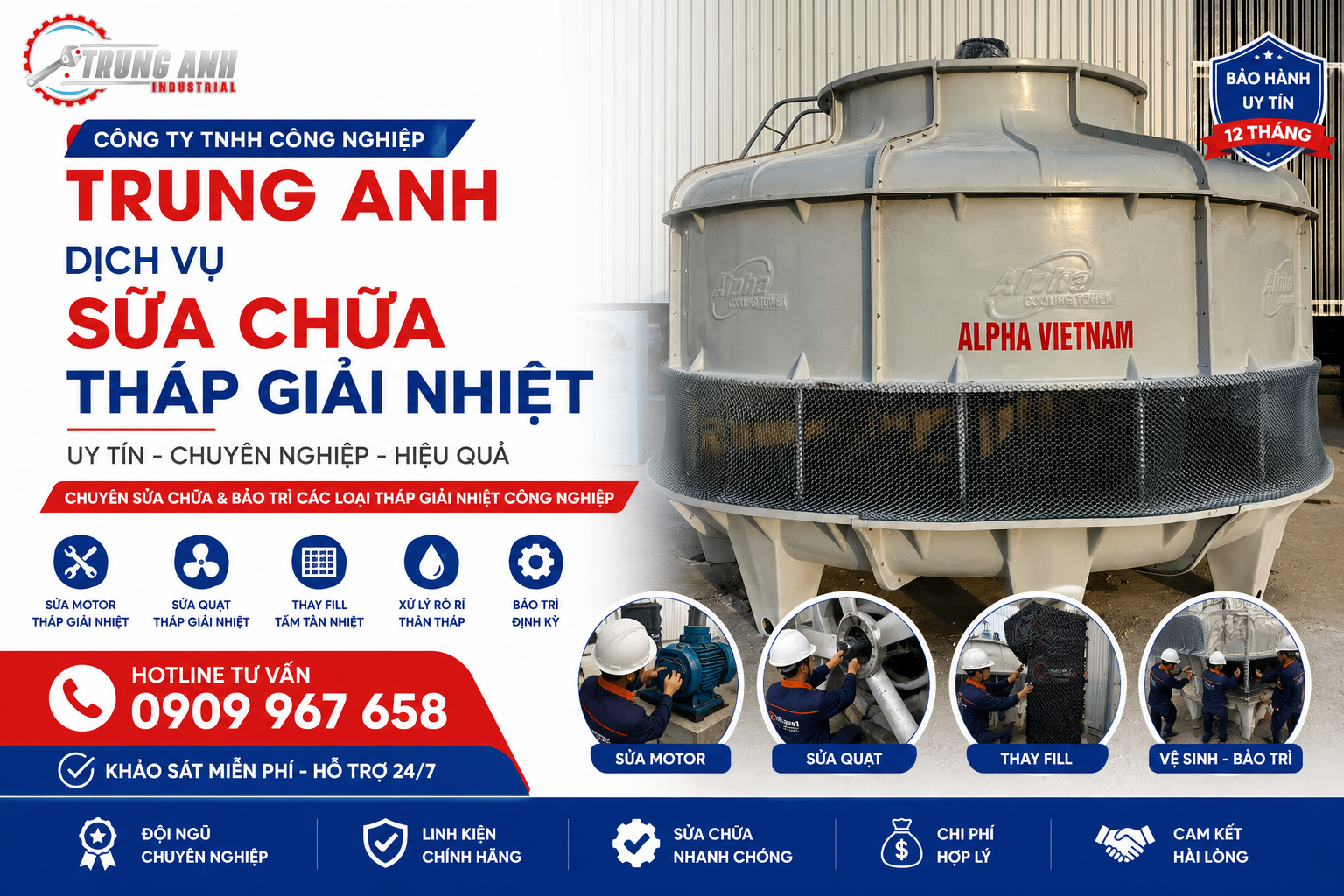dịch vụ sửa chữa tháp giải nhiệt
