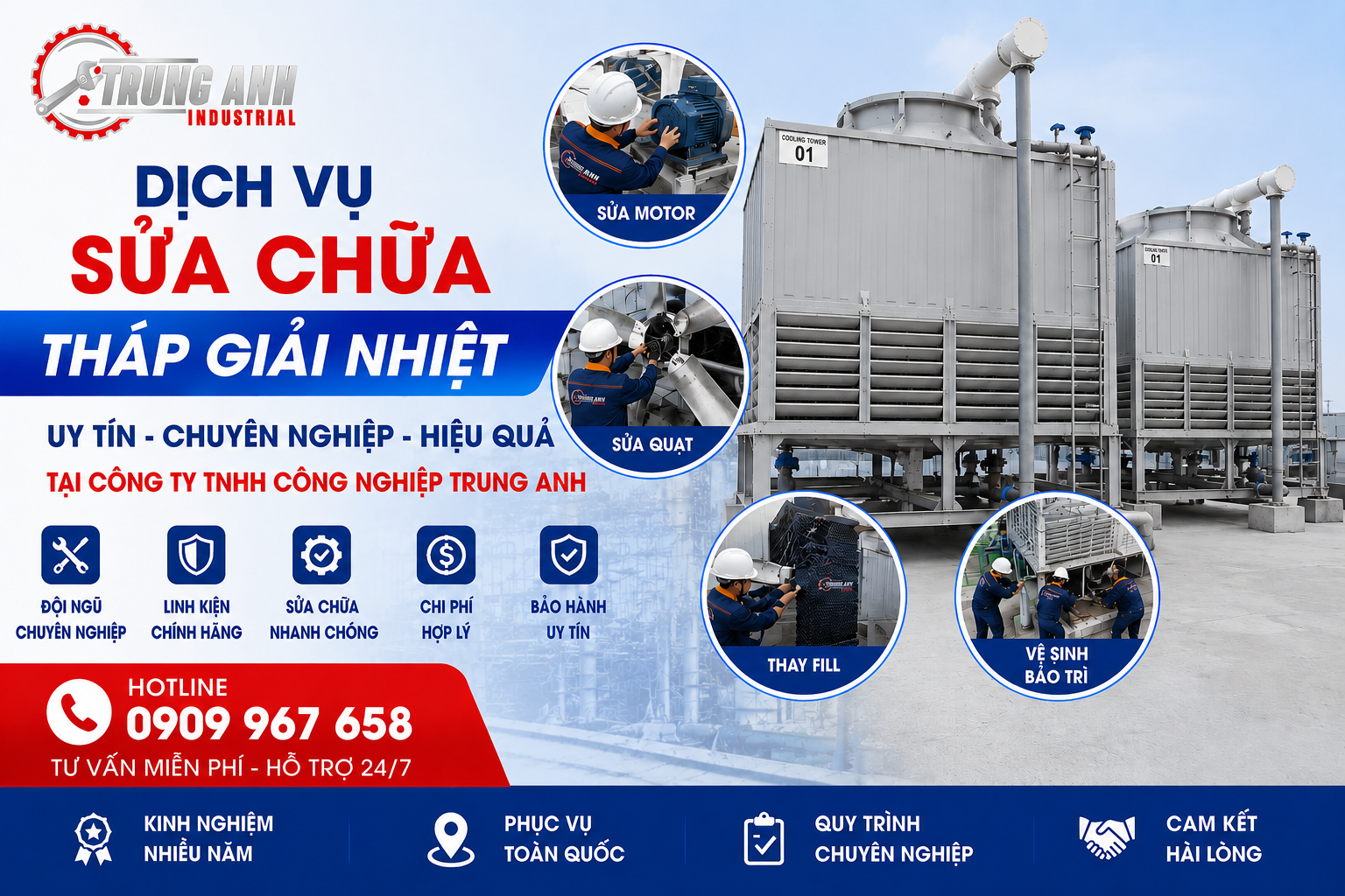 dịch vụ sữa chửa tháp giải nhiệt