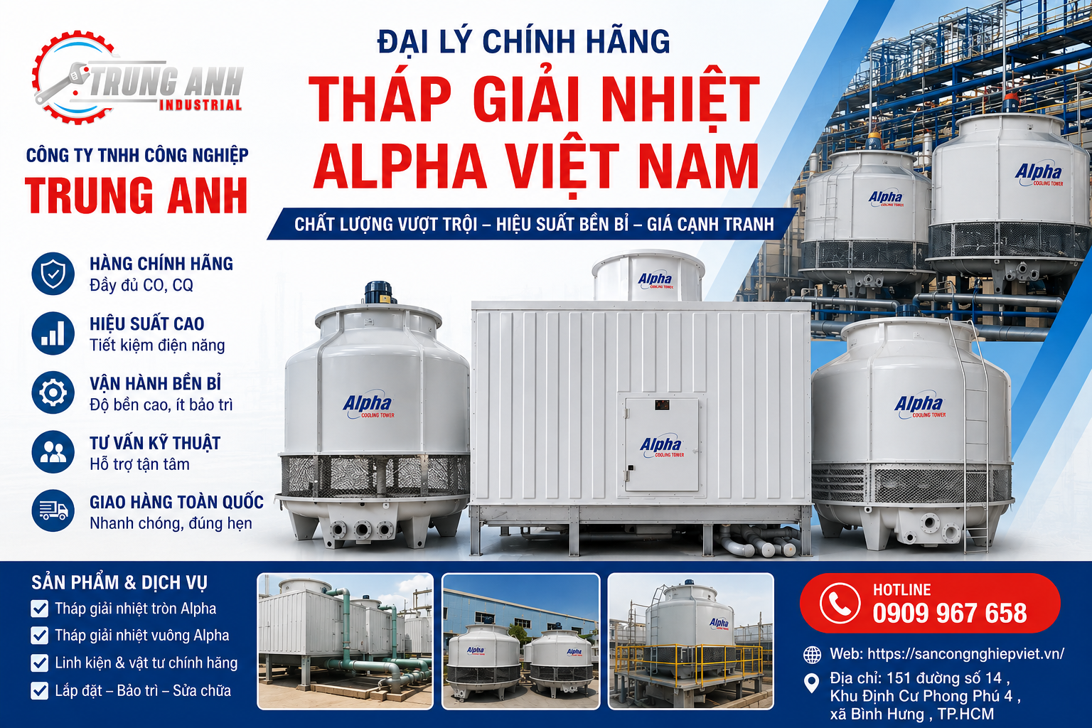 đại lý chính hãng tháp giải nhiệt Alpha