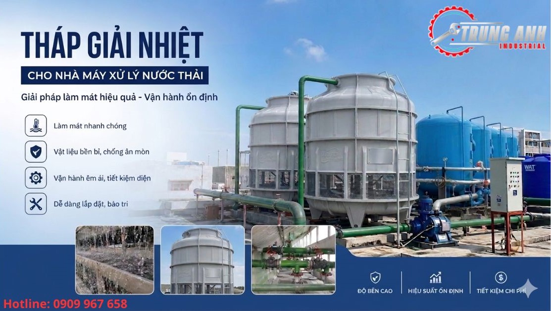 tháp giải nhiệt cho hệ xử lý nước thải