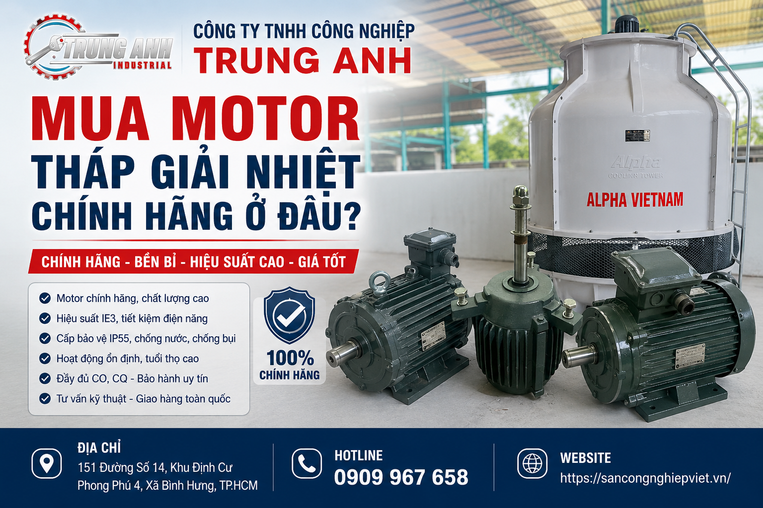 Mua motor tháp giải nhiệt chính hãng ở đâu