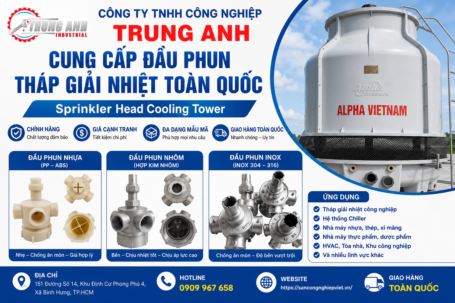 đầu phun tháp giải nhiệt -trung anh