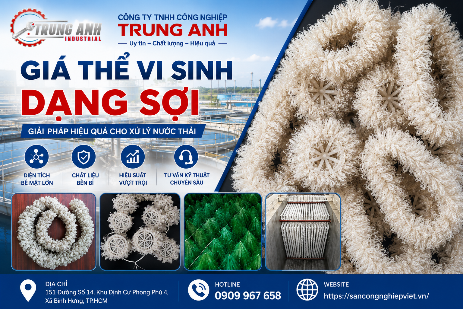 giá thể vi sinh dạng sợi