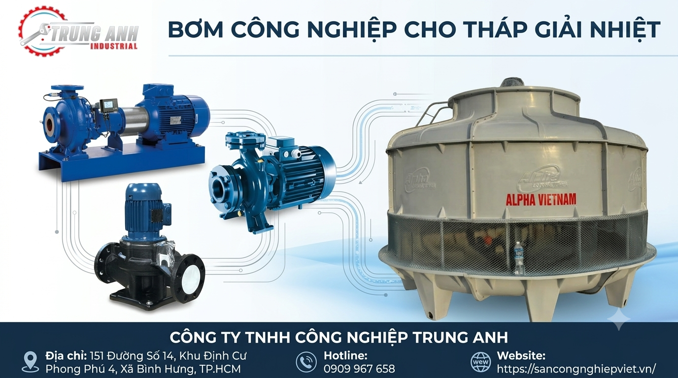 bơm công nghiệp cho tháp giải nhiệt